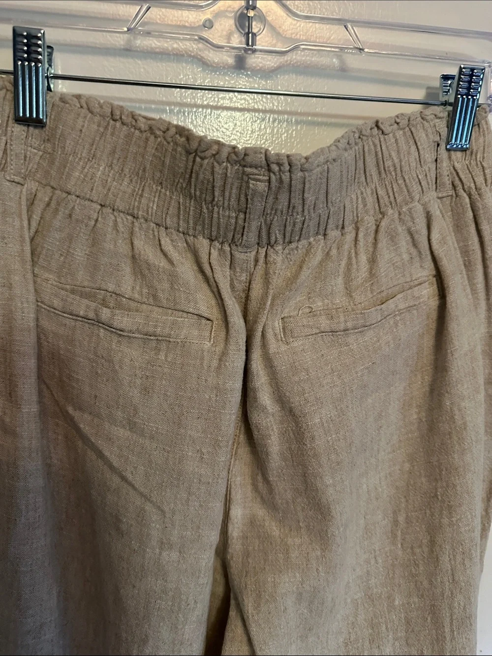 Briggs New York Natural Beige Linen-Blend Drawstring Pants
